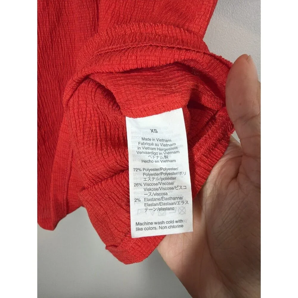 Madewell Texture & Thread‎ Peasant Top Red Women's Blouse XS Short Sleeve NWT